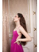 Mušelínové šaty bez chrbtovej časti - magenta