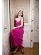 Mušelínové šaty bez chrbtovej časti - magenta