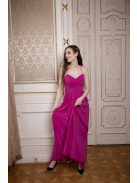 Mušelínové šaty bez chrbtovej časti - magenta