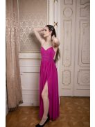 Mušelínové šaty bez chrbtovej časti - magenta