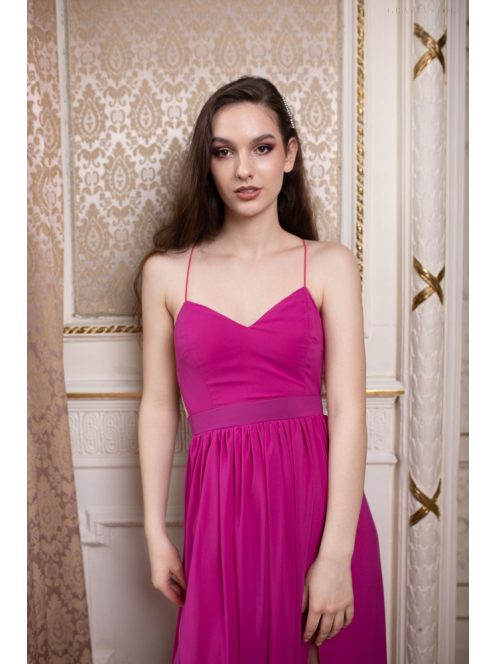 Maxi šaty bez chrbtovej časti - magenta