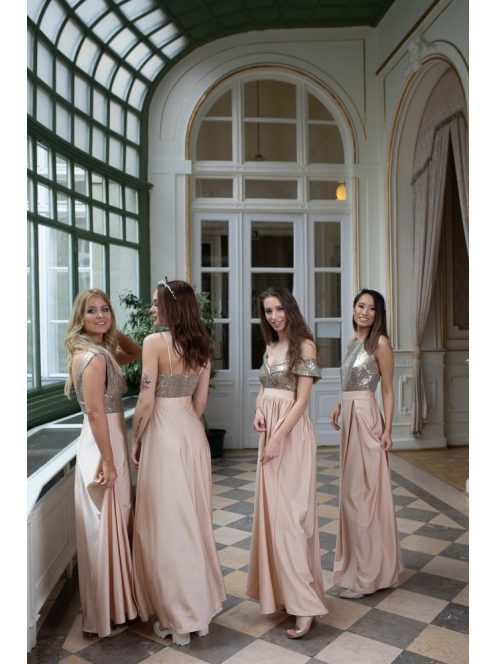 Abigél flitrované maxi šaty-farba šampanské