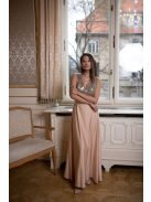 Maxi šaty s flitrovaným topom - šampanské