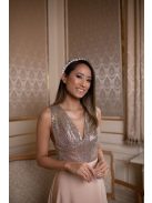 Maxi šaty s flitrovaným topom - šampanské