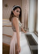 Maxi šaty s flitrovaným topom - šampanské