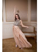 Vpredu uzavreté flitrované šaty , bez chrbtovej časti - šampanské