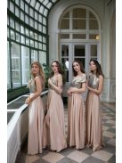 Maxi šaty so srdiečkovým výstrihom a s flitrovaným topom - šampanské 