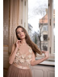 Čipkované body - šampanské