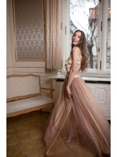 Pripínateľná tylová sukňa - šampanské