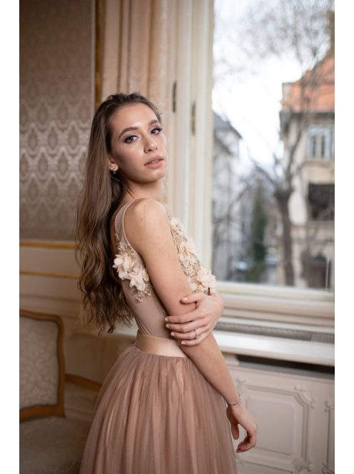 Pripínateľná tylová sukňa - šampanské
