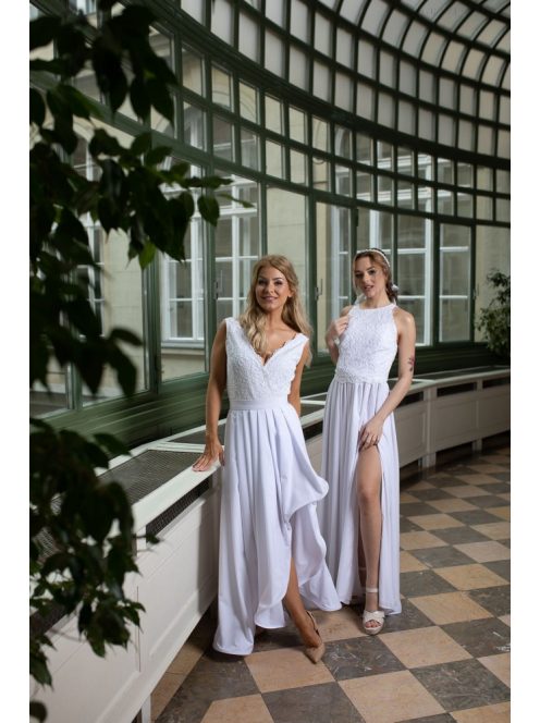 Čipkovaný crop-top - biela