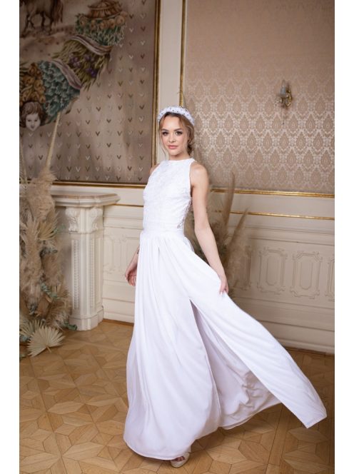 Čipkovaný crop-top - biela