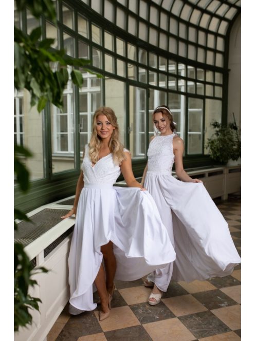 Čipkovaný crop-top - biela