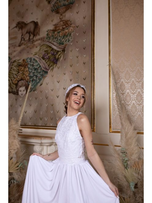 Čipkovaný crop-top - biela