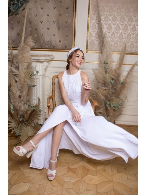 Mušelínová maxi sukňa dvojitá - biela