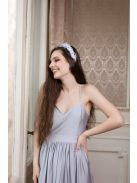 Bezchrbtové maxi šaty - strieborné