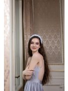 Bezchrbtové maxi šaty - strieborné