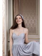 Bezchrbtové maxi šaty - strieborné