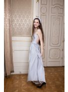 Bezchrbtové maxi šaty - strieborné