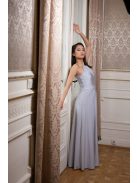 Vpredu-vzadu uzavreté, bezrukávové maxi šaty- strieborná