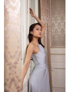 Vpredu-vzadu uzavreté, bezrukávové maxi šaty- strieborná