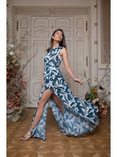   Maxi šaty s výstrihom v tvare slzičky - so vzorom kolibríka