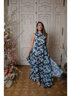   Maxi šaty s výstrihom v tvare slzičky - so vzorom kolibríka
