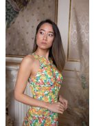 Maxi šaty s výstrihom v tvare slzičky - farebný kvetinkový vzor