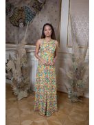 Maxi šaty s výstrihom v tvare slzičky - farebný kvetinkový vzor