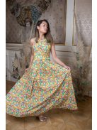 Maxi šaty s výstrihom v tvare slzičky - farebný kvetinkový vzor