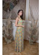 Maxi šaty s výstrihom v tvare slzičky - farebný kvetinkový vzor