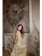 Maxi šaty s výstrihom v tvare slzičky - farebný kvetinkový vzor