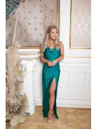 Na boku nariasené, bodycon  maxi šaty - tmavomodré