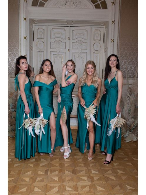 Na boku nariasené, bodycon  maxi šaty - tmavomodré