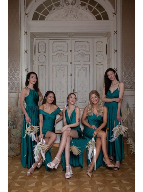 Na boku nariasené, bodycon  maxi šaty - zelené