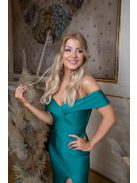 Obtiahnuté maxi šaty so srdiečkovým výstrihom - zelená 