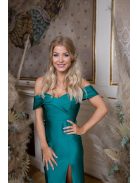 Obtiahnuté maxi šaty so srdiečkovým výstrihom - zelená 