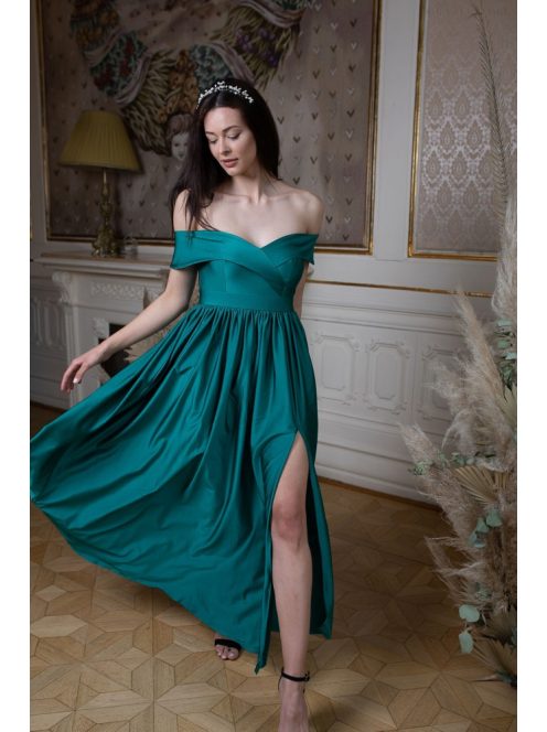 Maxi šaty so srdiečkovým výstrihom - zelená