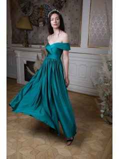 Maxi šaty so srdiečkovým výstrihom - zelená