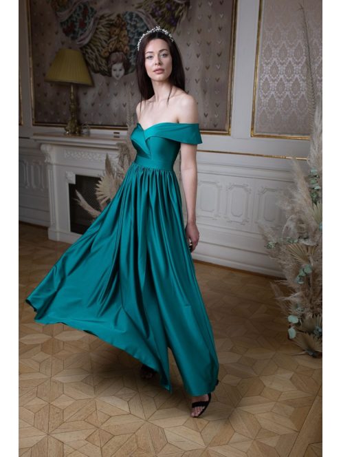 Maxi šaty so srdiečkovým výstrihom - zelená