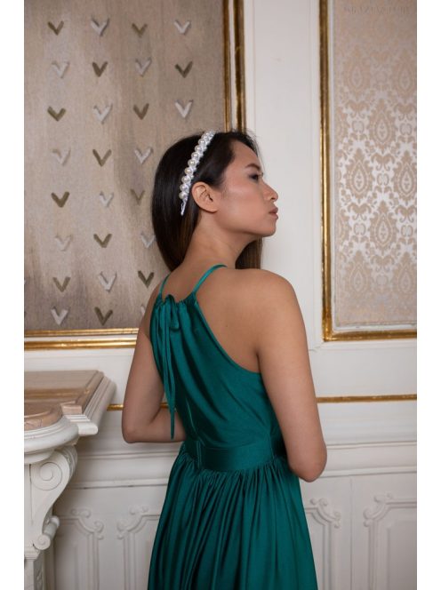 Vpredu-vzadu uzavreté, bezrukávové maxi šaty - zelená