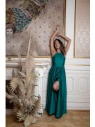 Vpredu-vzadu uzavreté, bezrukávové maxi šaty - zelená