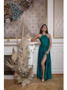 Vpredu-vzadu uzavreté, bezrukávové maxi šaty - zelená