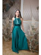 Flitrované maxi šaty s výstrihom v tvare slzičky - zelená  