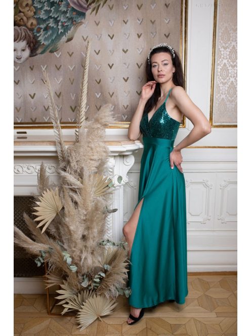 Abigél flitrované – zelené maxi šaty 
