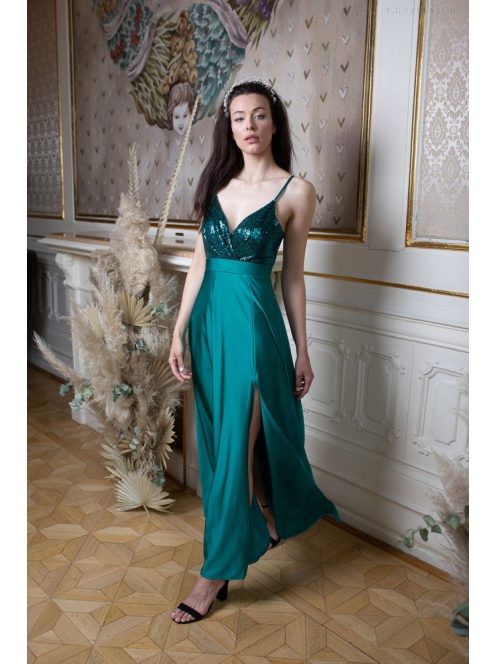 Abigél flitrované – zelené maxi šaty 