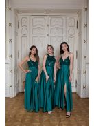 Pántos maxi ruha flitteres felsőrésszel – zöld