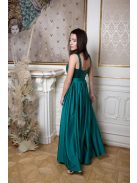 Maxi šaty s ramienkami a flitrovaným vrchom - zelená