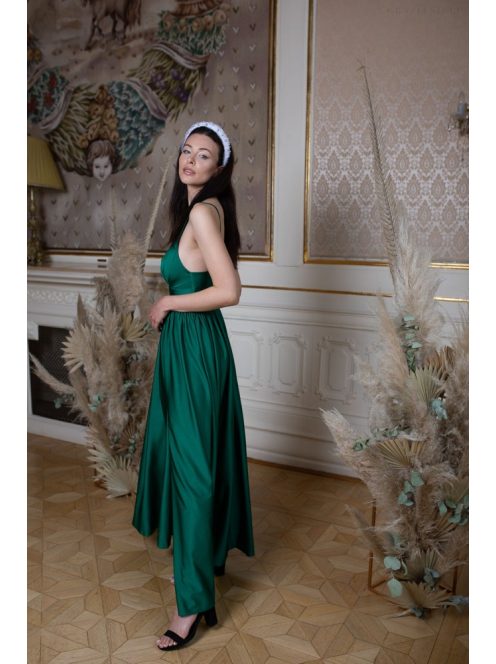 Maxi šaty s výstrihom do V - zelená - meditation