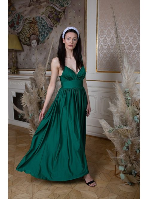 Maxi šaty s výstrihom do V - zelená - meditation